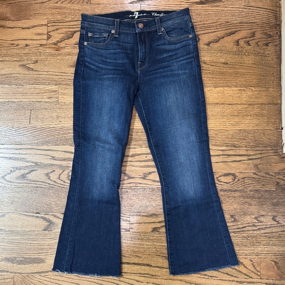 7 For All Mankind - Charlize- Dark Blue Flare Cropped Jeans